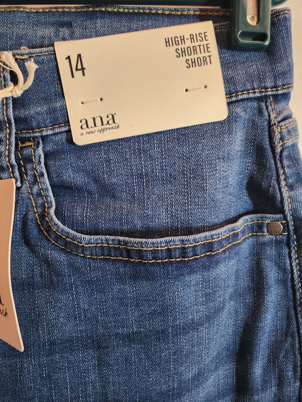 a.n.a Dark Blue High-Rise Button-Front Denim Shorts - Picture 4 of 10